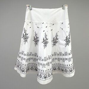 VTG 90 Ariel’s Fit & Flare Embroidered Skirt Size S White Feminine Fairy Whimsy